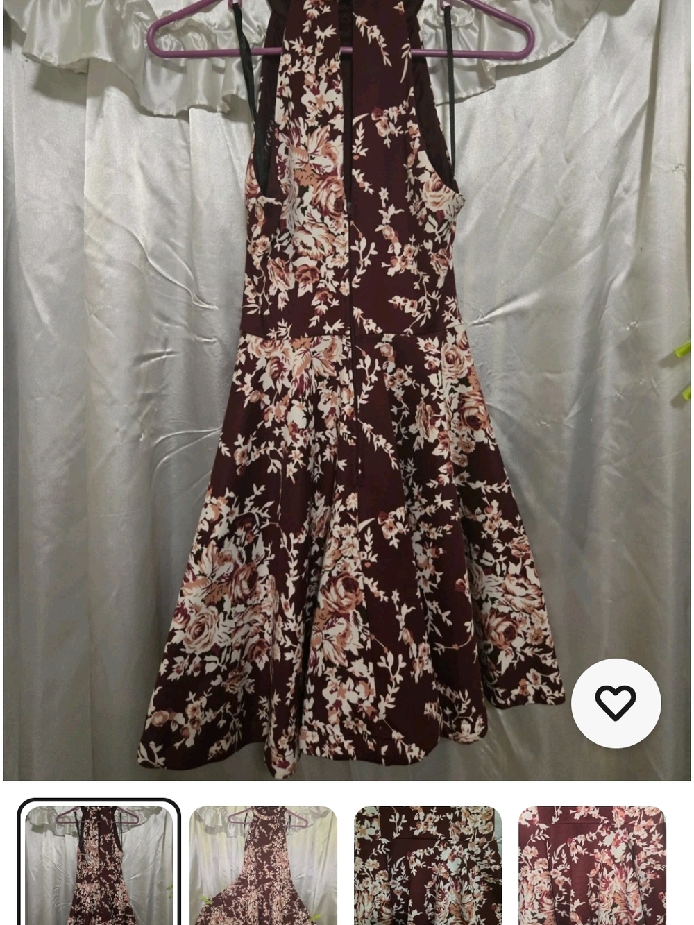 B DARLIN SHORT HALTER DRESS 5/6 Floral Halter Fit & Flare Dress Burgundy Zipper